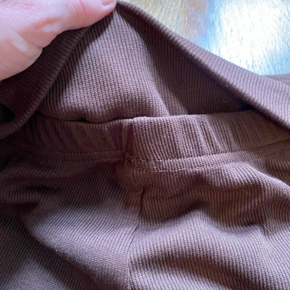 Womens Dark Brown Leggings Ribbed Bell Bottom Flare Pants Yoga Shein Small - Picture 5 of 9